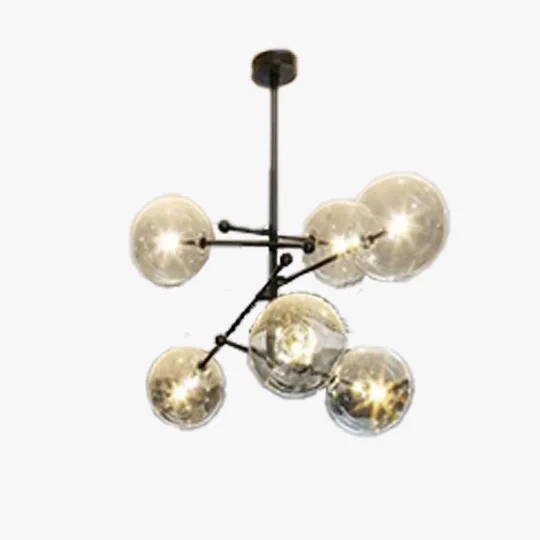 Modern Metal And Glass Bubble Dining Room Pendant Light, Black/Gold