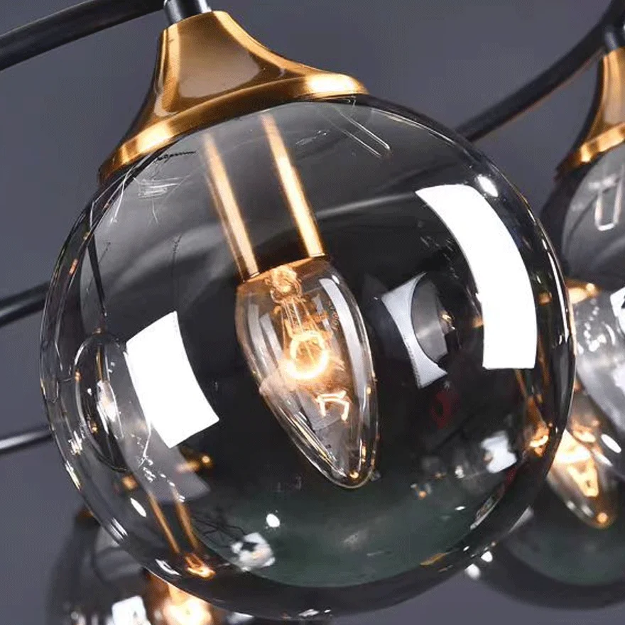 Modern Metal And Glass Bubble Living Room Chandelie Pendant Light, Amber/Smoky gray