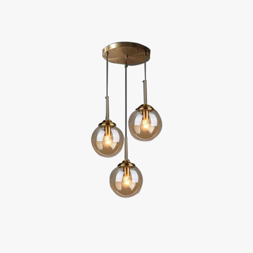 Modern Metal And Glass Bubble Bedroom Pendant Light, Amber/Clear/Smoke Gray