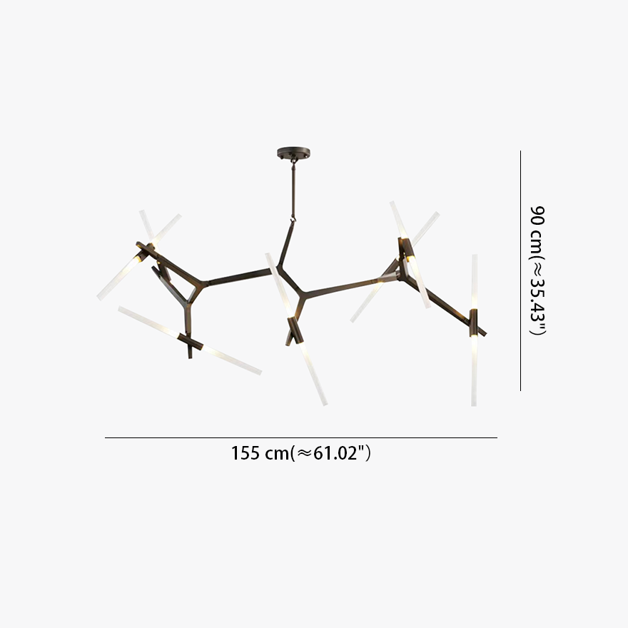 Designer Metal And Glass Dendritic Study Room Pendant Light, Black/Gold