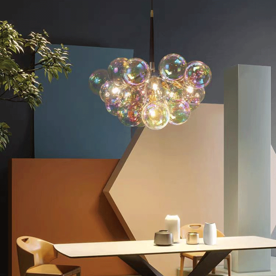 Nordic Metal And Glass Bubble Dining Room Pendant Light, Black/Brown/white/gold