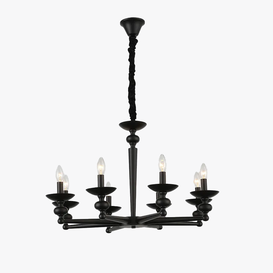 Vintage Metal And Glass Candle Bedroom Chandelier Pendant Light, Black