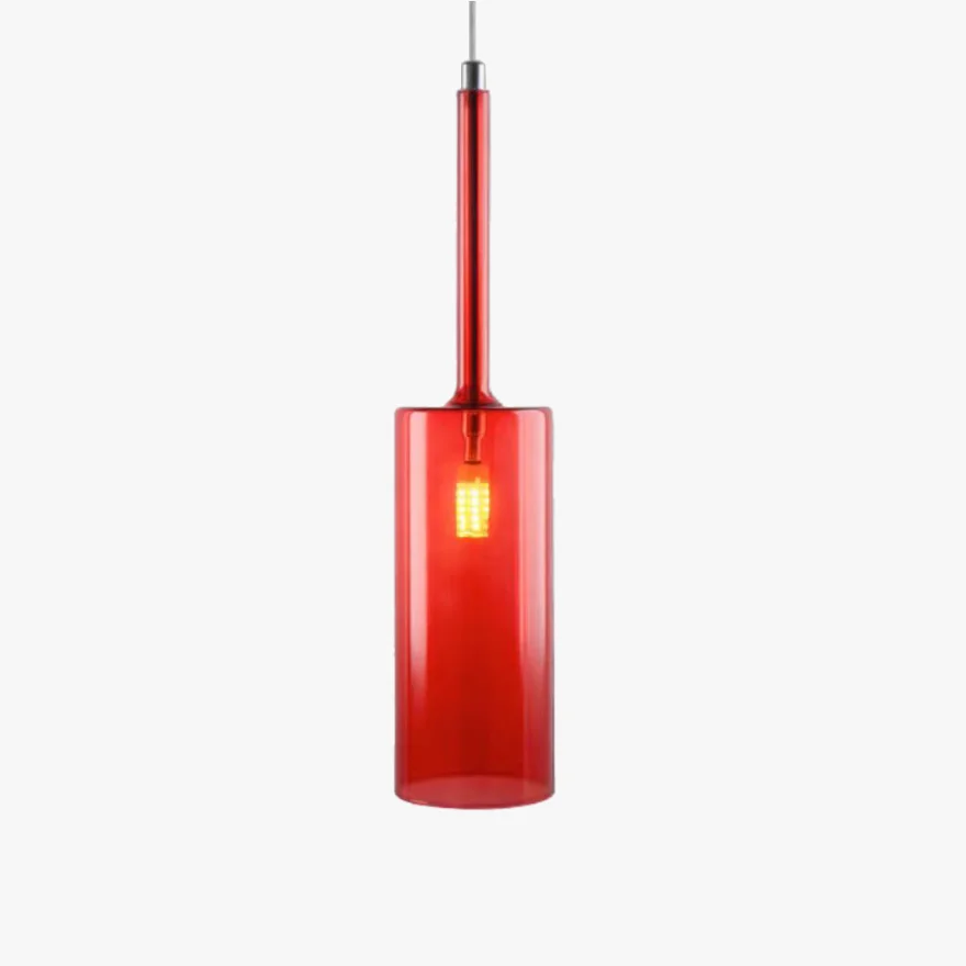 Classical Glass Cylindrical Dining Room  Pendant Light, Clear/Grey/Orange/Red