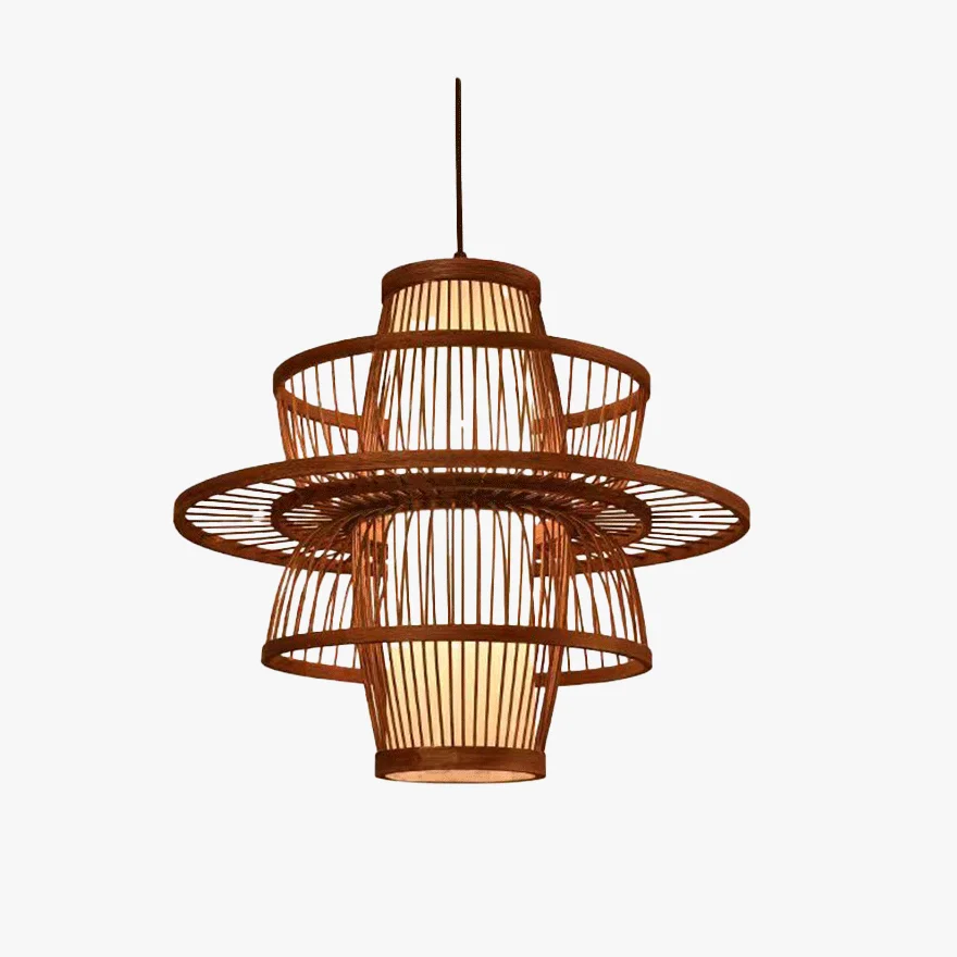 Boho Rattan Lotus-Shaped Study Room Pendant Light, Beige/Black/Brown