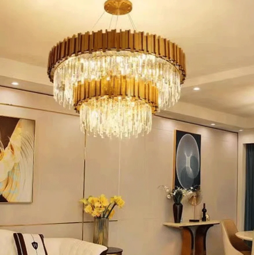 Royal Crystal And Metal Round Dining Room Chandelier Pendant Light, Gold/Silver