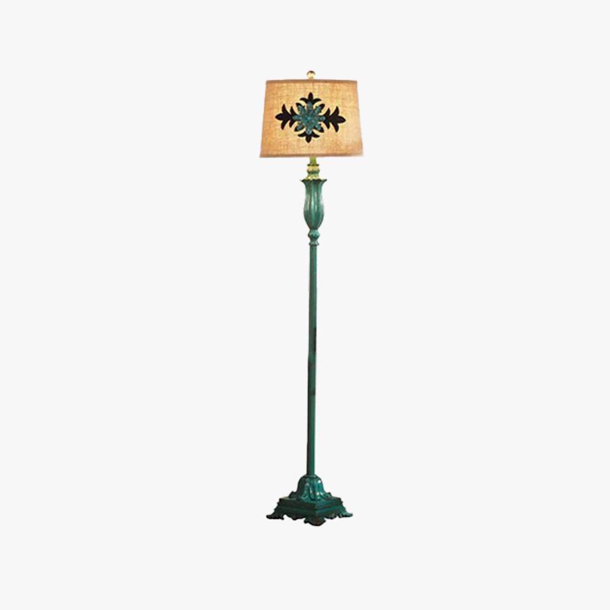 Art Deco Metal And Resin Cylindrical Bedside Floor Lamp, Green