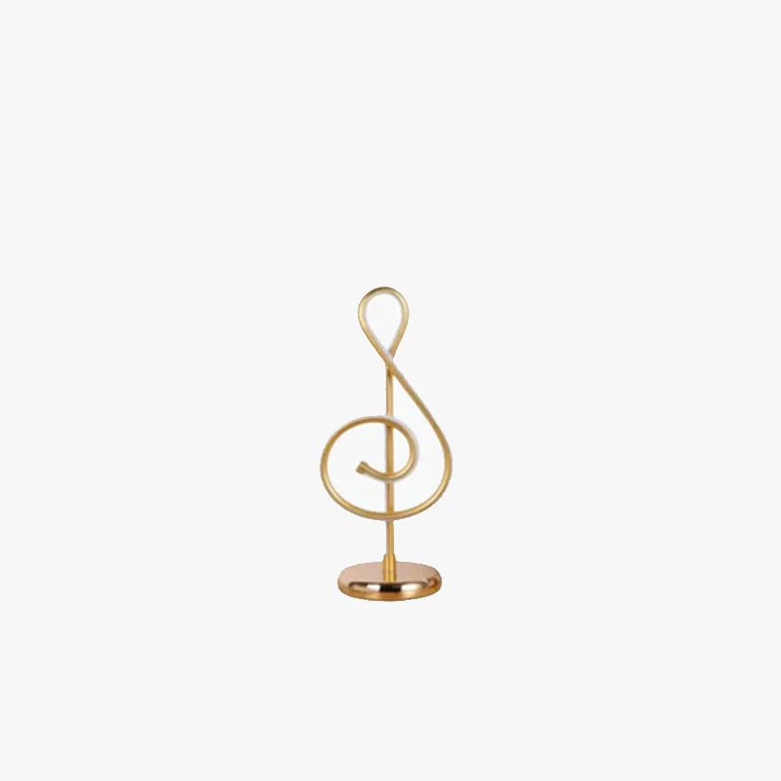 Designer Metal Musical Note Bedroom Table Lamp, Gold | Liiffy