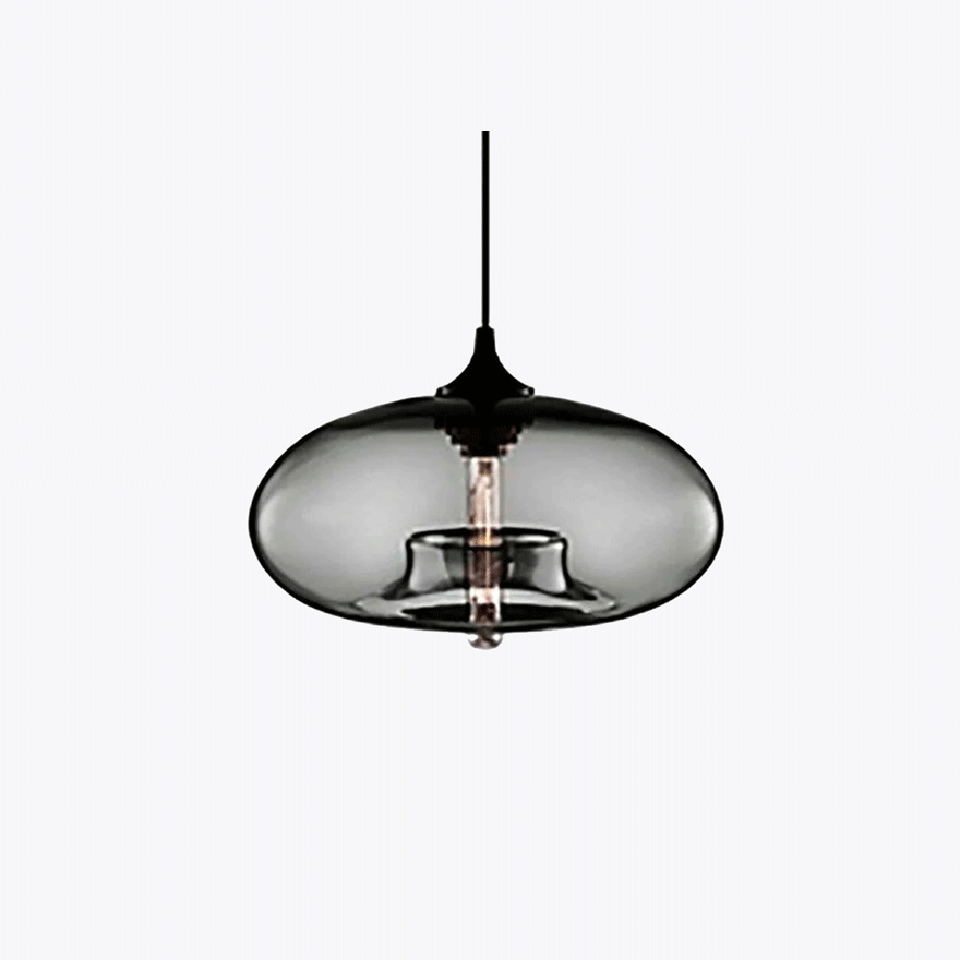 Modern Glass Drum Living Room Pendant Light, 6 Color