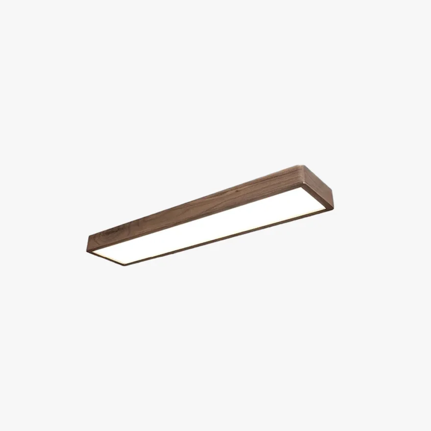 Classical Wooden And Acrylic Rectangular Bedroom Ceiling Light, Log Color, Trichromatic Light