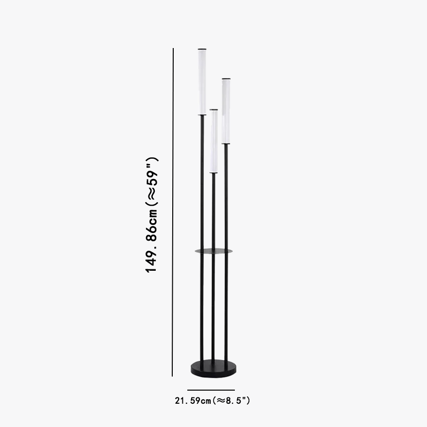 Modern Metal And Acrylic Linear Bedroom Floor Lamp, Black