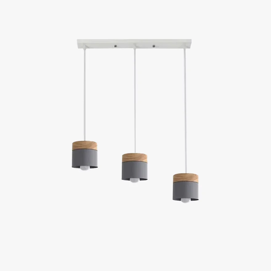 Nordic Metal And Wooden Cylindrical Dining Room Pendant Light, Gray/Green/White/Yellow/Mix