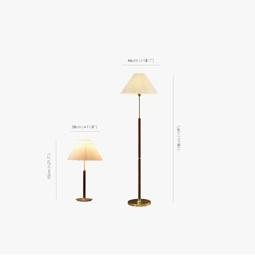 Classical Metal And Fabric Pleated Bedroom Indoor Floor Lamp, Gold, Trichromatic Light