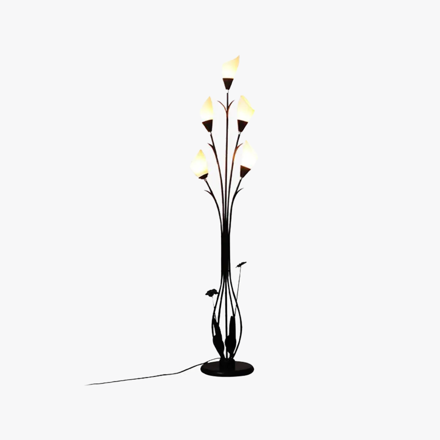 Natural Metal And Acrylic Flower Branching Living Room Floor Lamp, Black