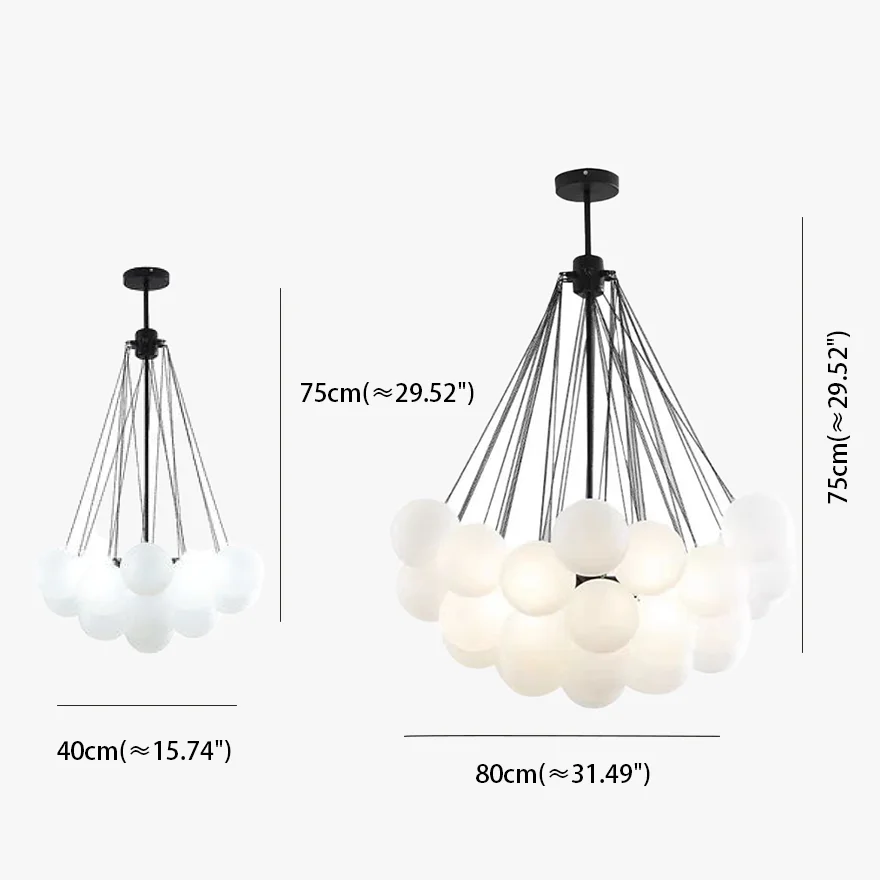 Scandinavian Metal And Glass Bubble Living Room Pendant Light, White