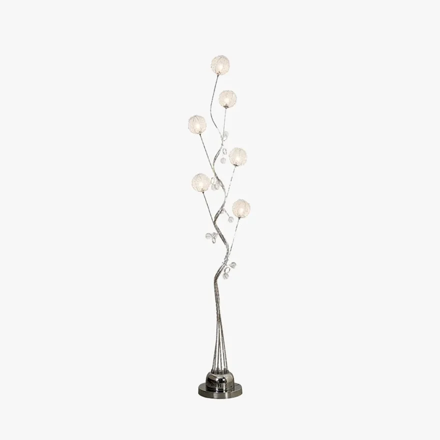 Natural Metal  Flower Branching Living Room Floor Lamp, Black