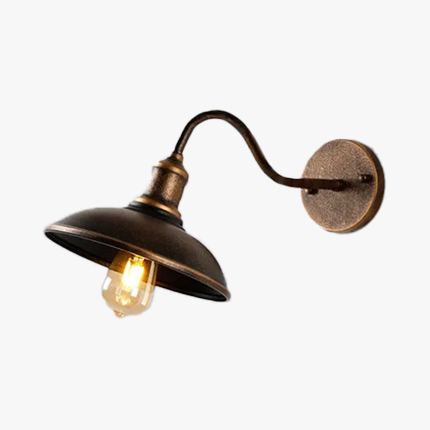 Vintage Metal Hooded Aisle Wall Lamp, Brass/Black