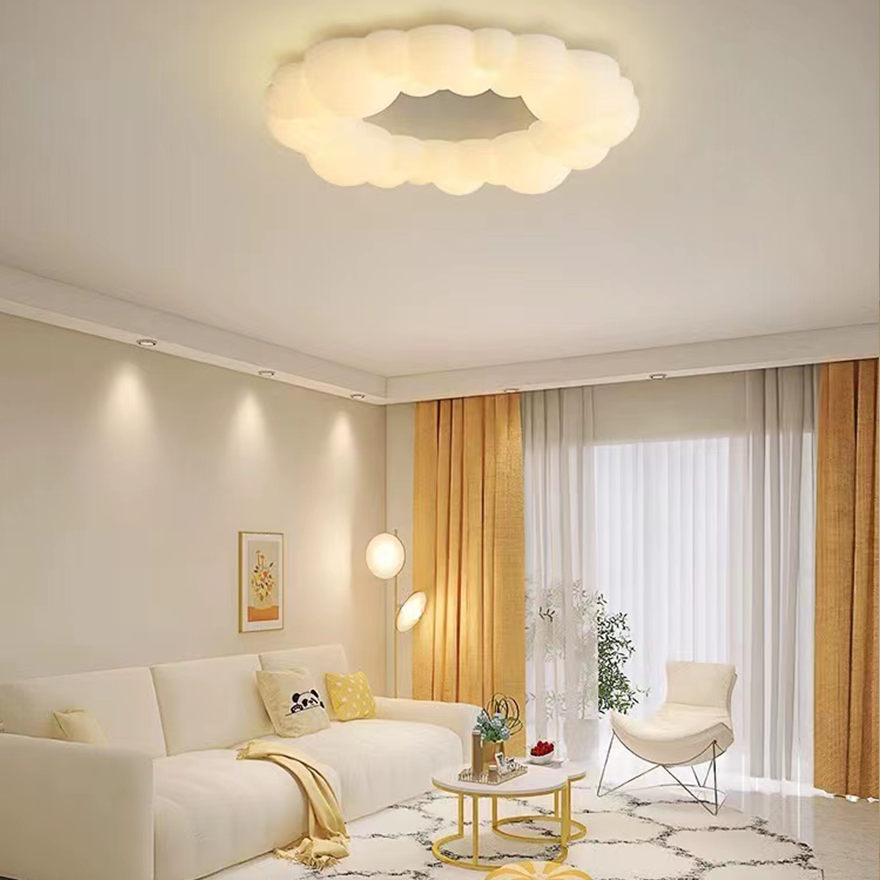 Decorative Metal And Acrylic Cloud Living Room Pendant & Ceiling Light With Dimmer, White