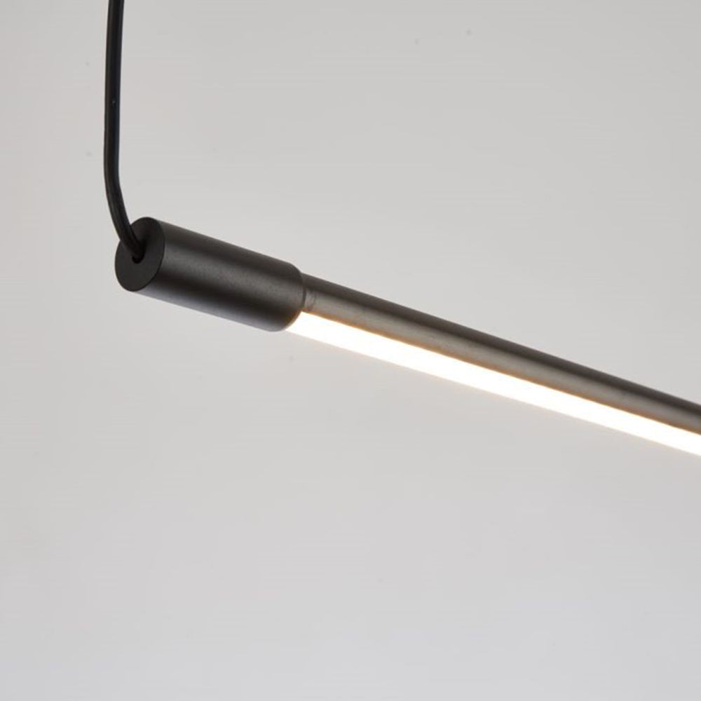 Minimalist Metal And Acrylic Linear Bedroom Pendant Light, Black, Trichromatic Light