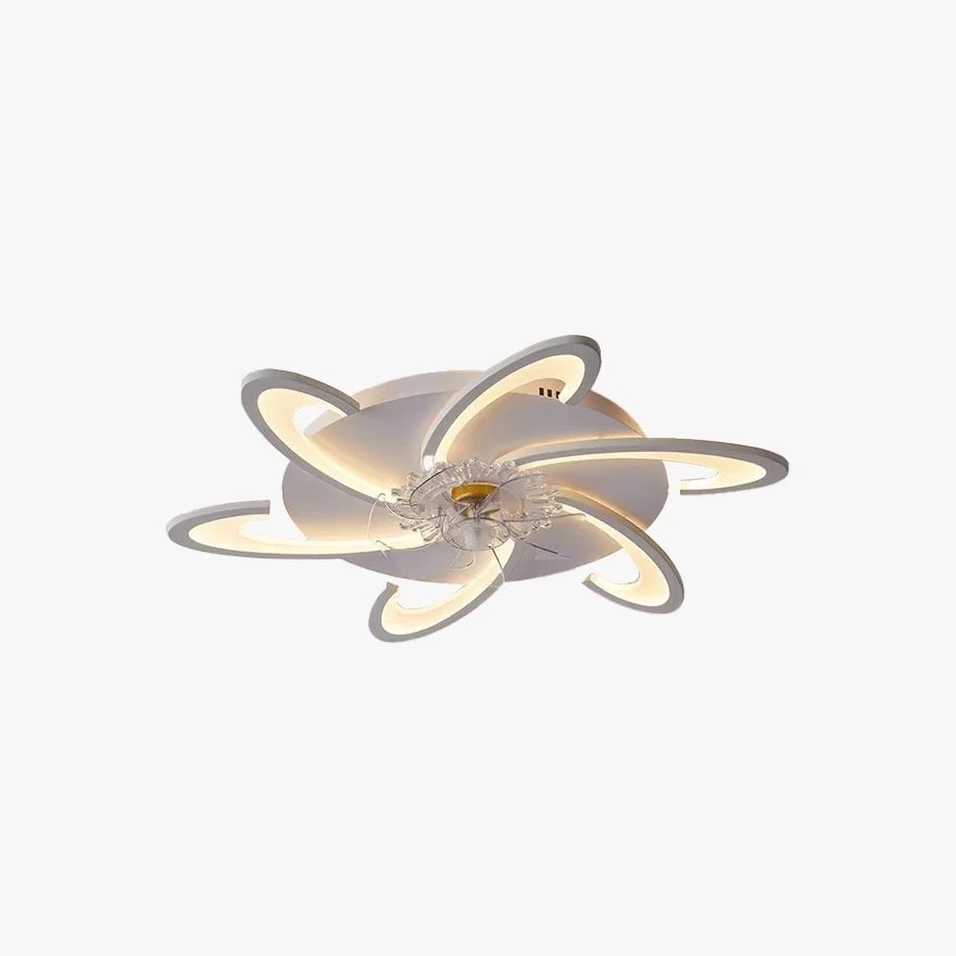 Art Deco Metal And Acrylic Floral Bathroom Ceiling Light, White, Trichromatic Light