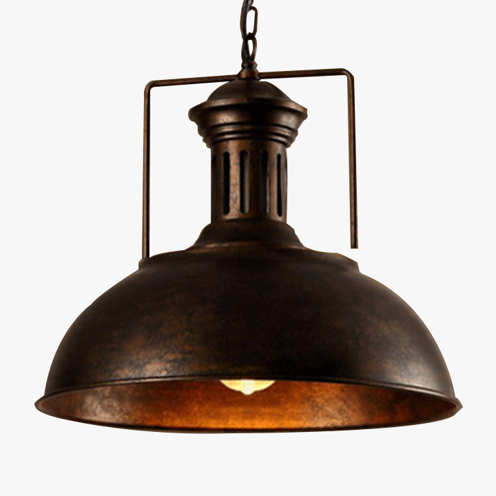 Industrial Metal Dome Dining Room Pendant Light, Black/Black White/Rust