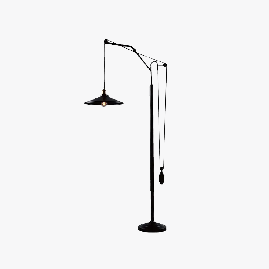 Unusual Metal Flared Shade Study Room Floor Lamp, Black