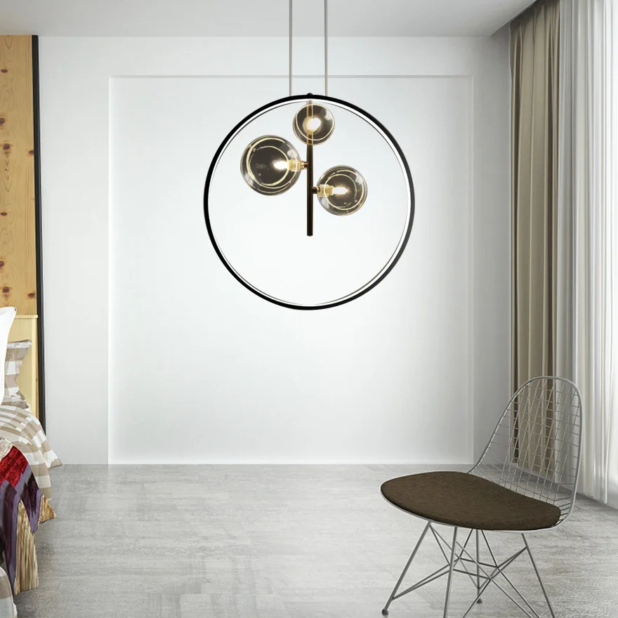 Sweden Metal And Glass Bubbles Bedroom Chandeliers Pendant Light, Black