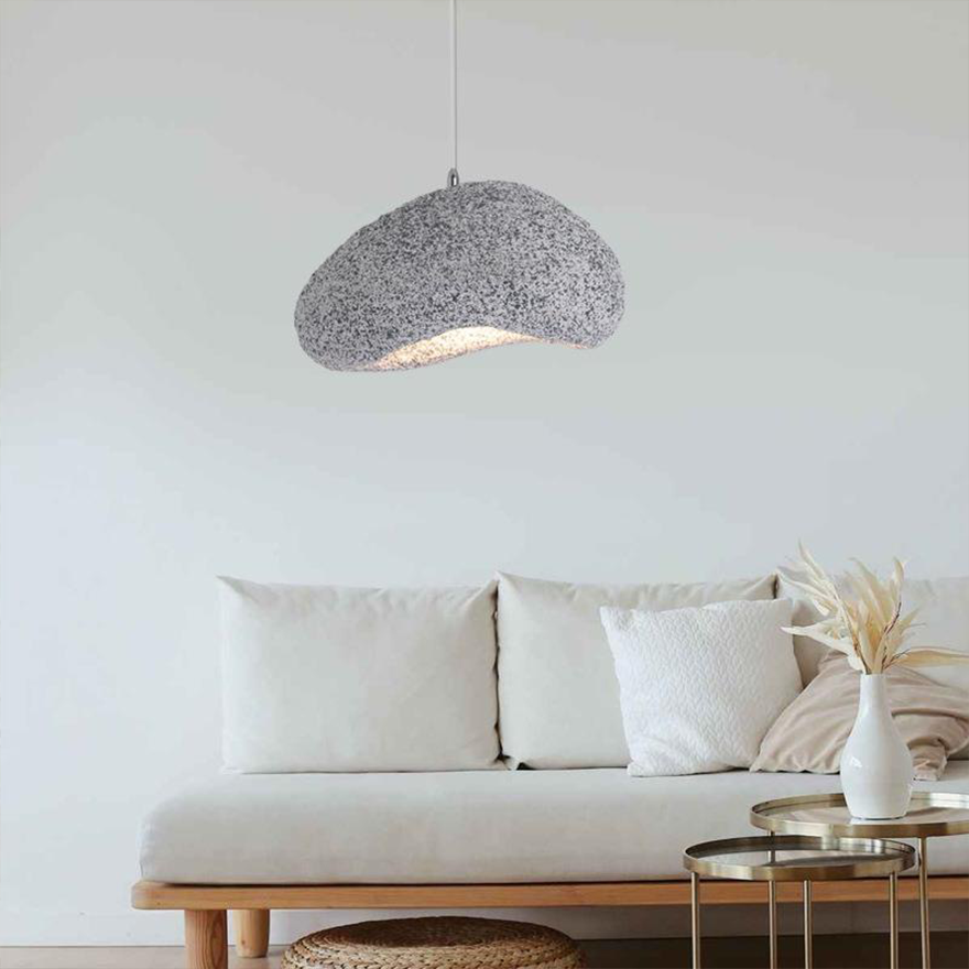 Minimalist Acrylic And Resin Bread Shape Dining Room Pendant Light, Grey/Dark Grey