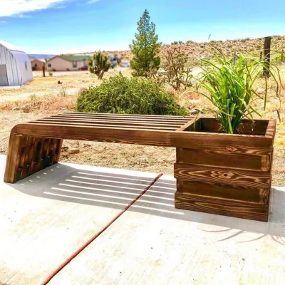 Outdoor bench Wood planter bench