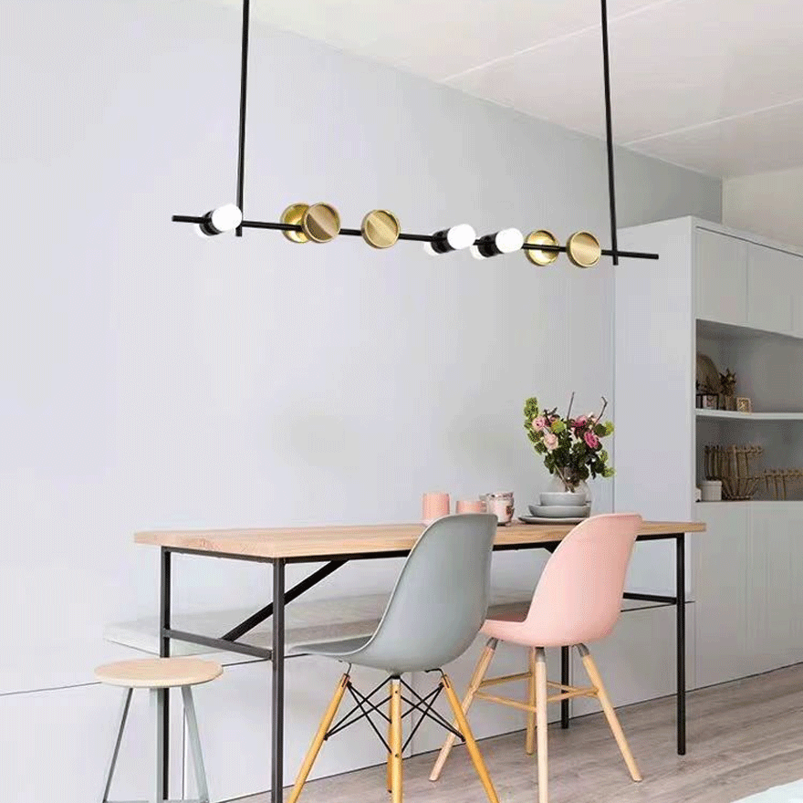 Modern Metal And Acrylic Strip Kitchen Island Pendant Light, Black