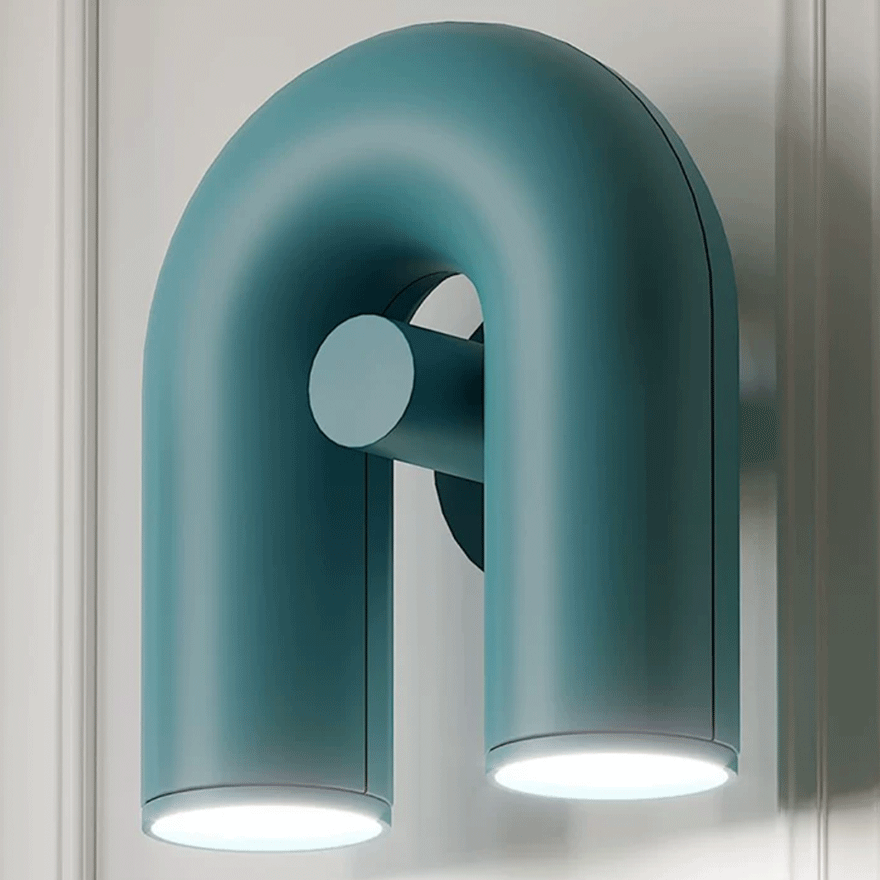 Modern Metal U-Shaped Dining Room Wall Lamp, Black/Blue/Gray/Red