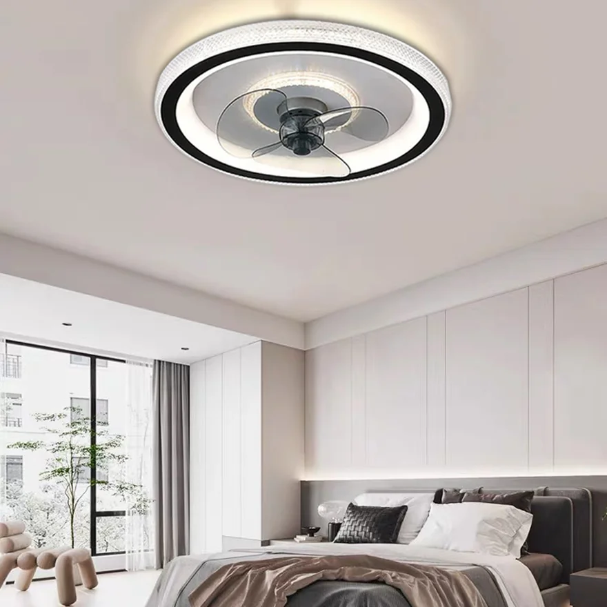 Modern Acrylic And Metal Round Bedroom Ceiling Light, White, Ceiling Fans