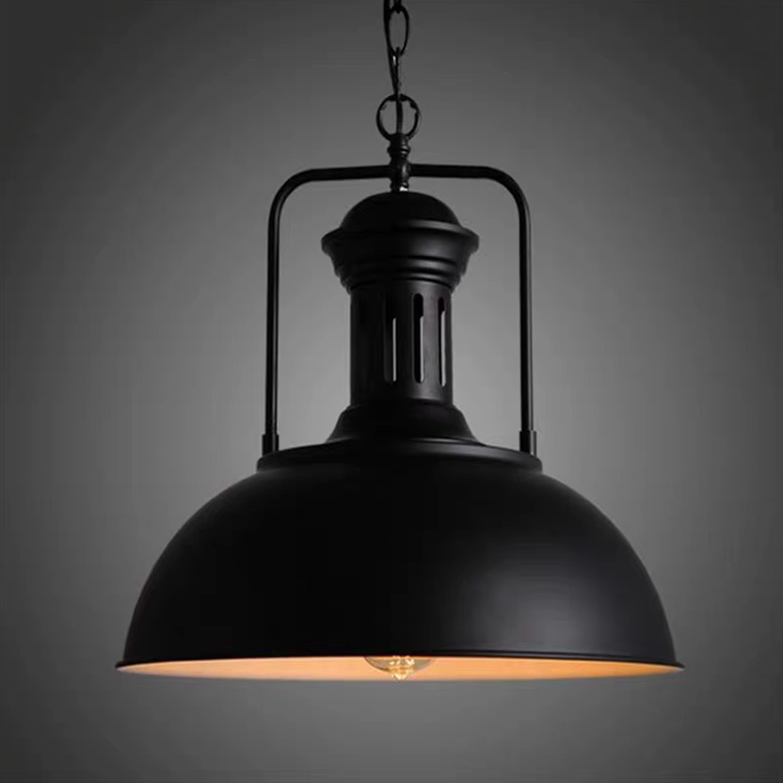 Industrial Metal Dome Dining Room Pendant Light, Black/Black White/Rust