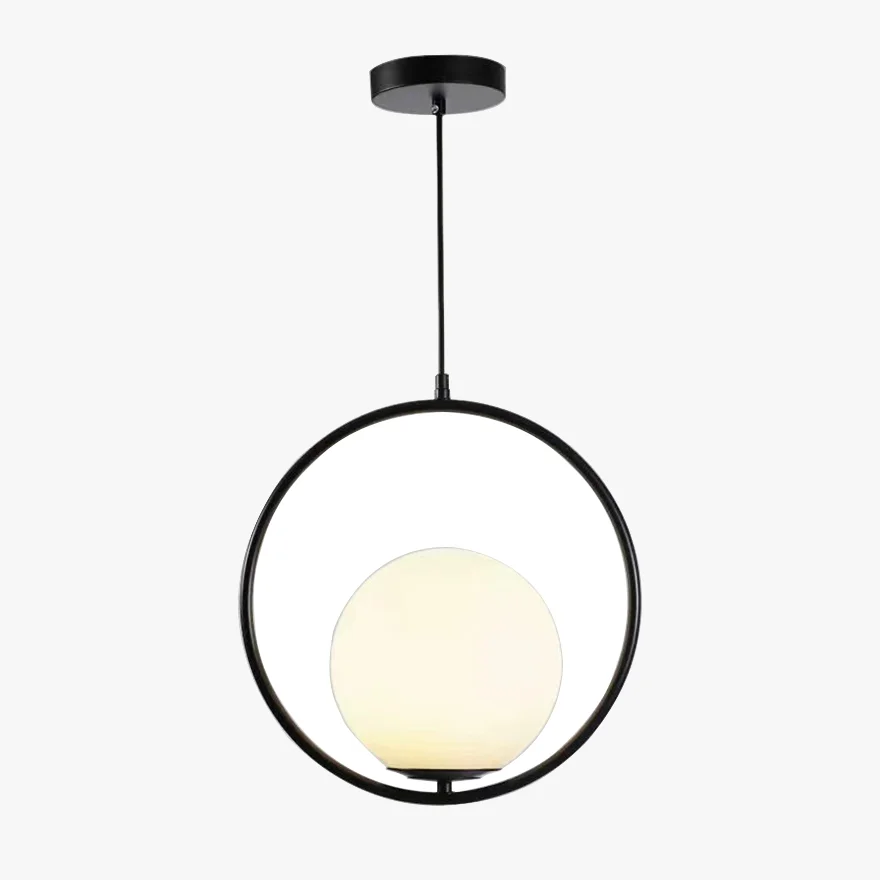 Minimalist Metal And Acrylic Globular Study Room Pendant Light, Black/Gold