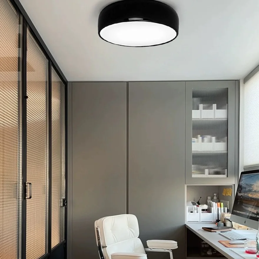 Minimalist Metal And Acrylic Bowled Study Room Ceiling Light, White/Black