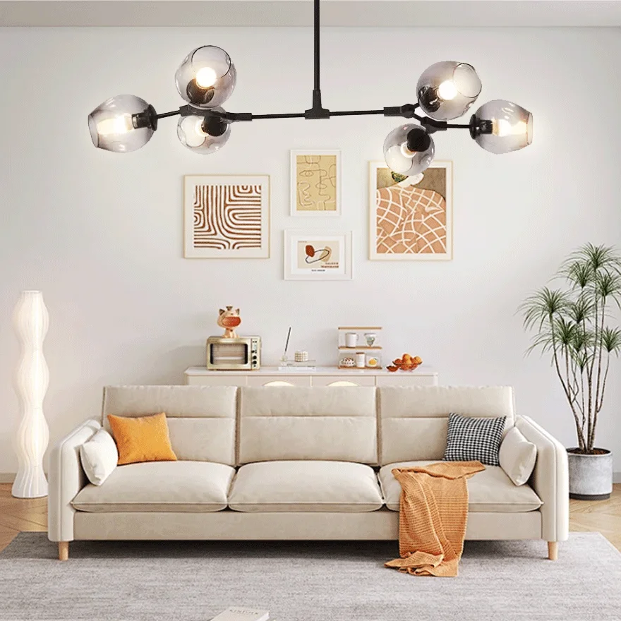 Modern Metal And Glass Bubble Bedroom Pendant Light, 6 Color