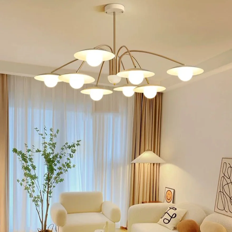 Modern Metal And Glass Saucer-Shaped Dining Room Pendant Light, Gold