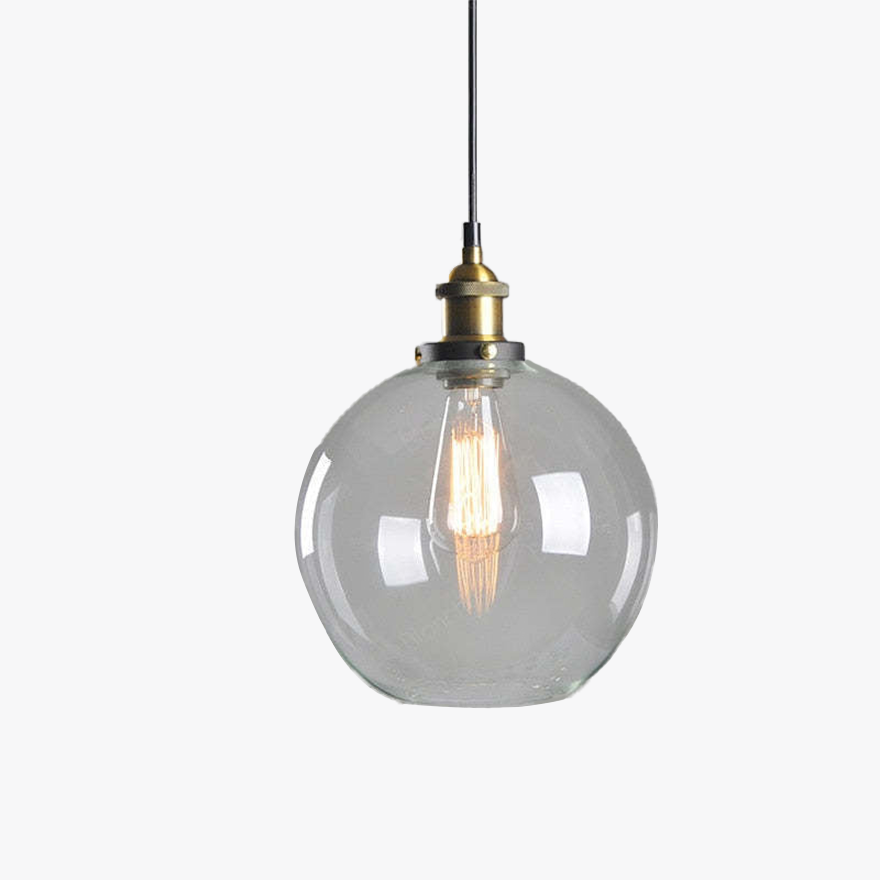 Modern Metal And Glass Geometric Kitchen Pendant Light, Clear/Amber/Smoke Grey