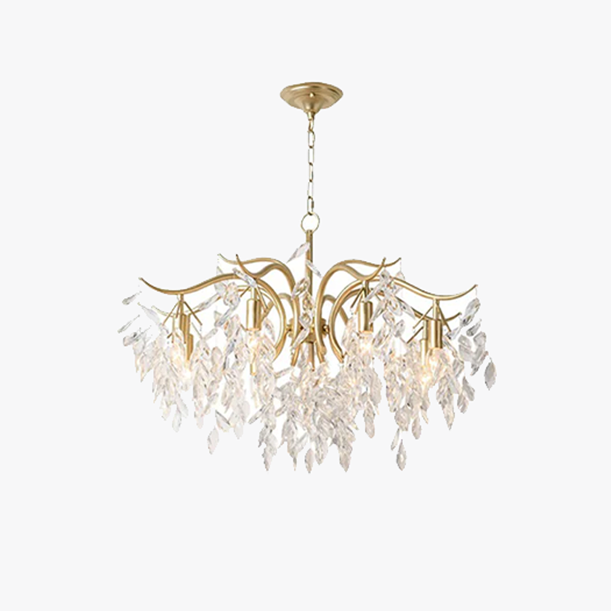 Royal Copper And Crystal Cluster Living Room Chandelier Pendant Light, Black/Gold