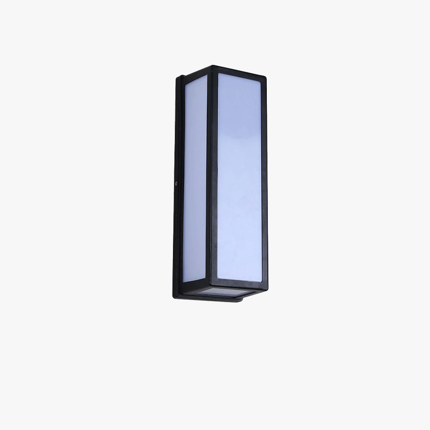 Minimalist Metal And Acrylic Rectangular Outdoor Wall Lamp, Black