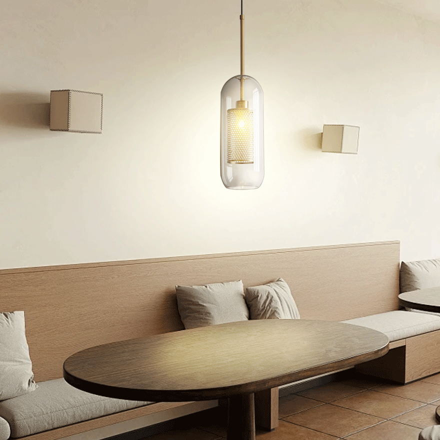 Contemporary Metal And Glass Globular Kitchen Pendant Light, Gold/Silver