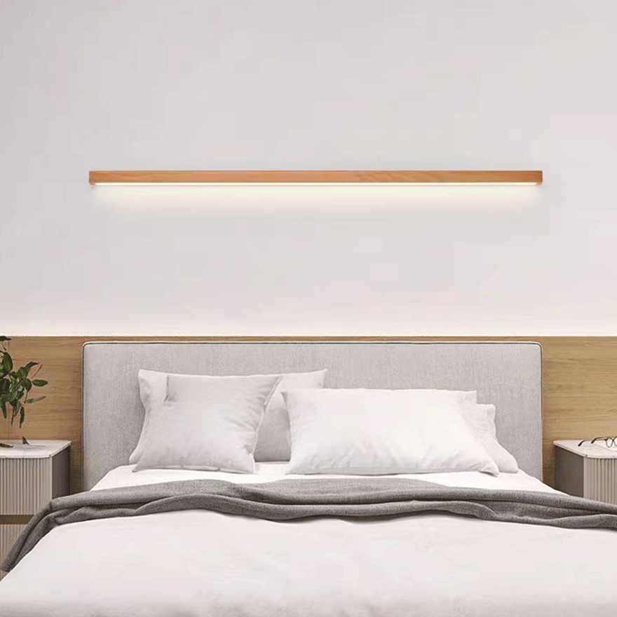 Modern WoodenAnd Acrylic Linear Living Room Wall Lamp, Log Color