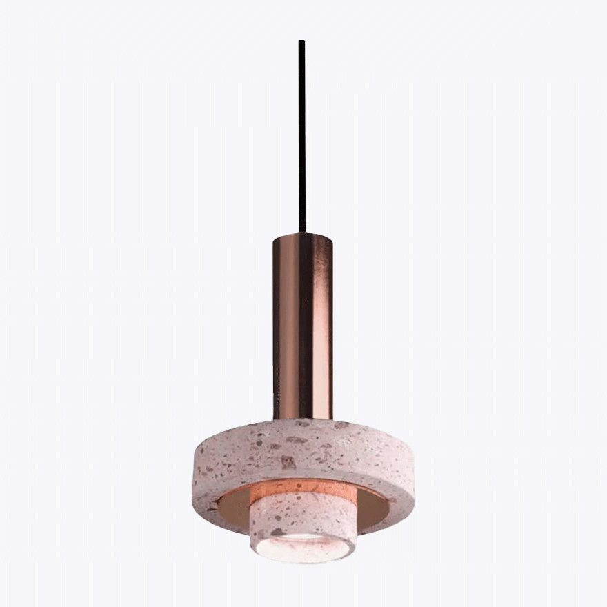 Modern Metal And Stone Round Dining Room Pendant Light, Blue/Grey/Pink/White