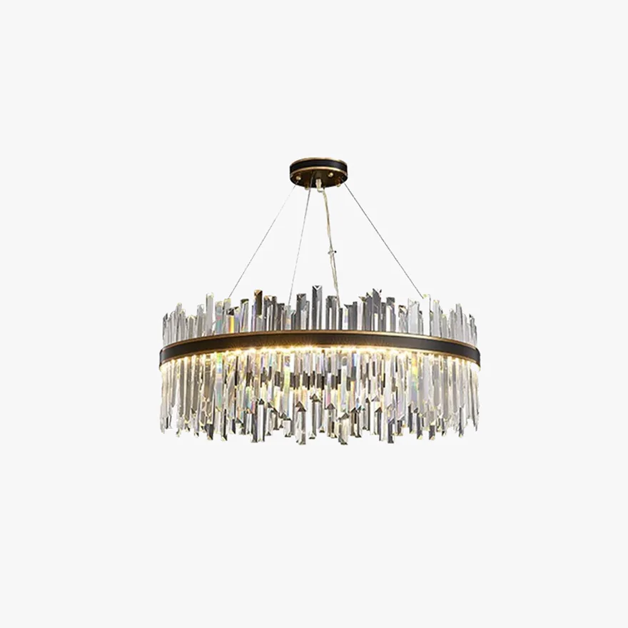 Modern Stainless steel And Crystal Ring Chandelier Pendant Light, Black/Gold