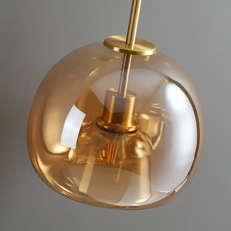 Modern Pure Cooper And Glass Bubble Bedroom Ceiling Light, Black/Gold