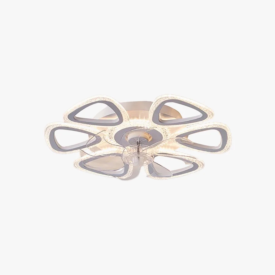 Art Deco Metal And Acrylic Floral Bathroom Ceiling Light, White, Trichromatic Light