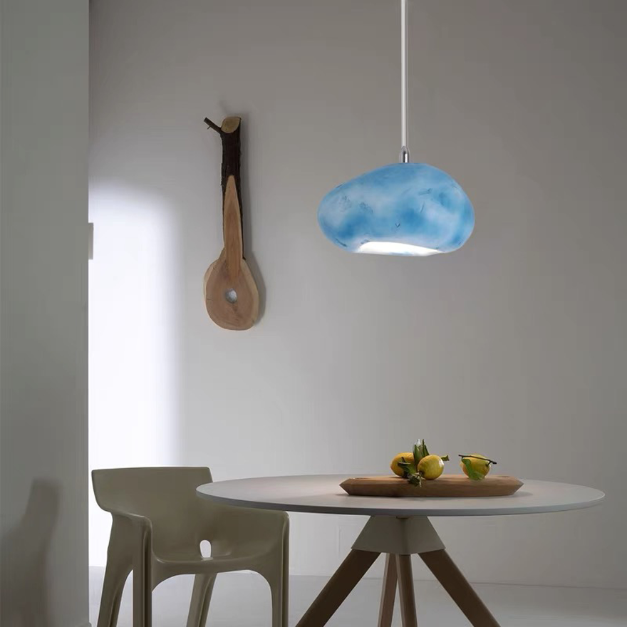 Designer Resin And Acrylic Bread Shape Bedroom Pendant Light, Black/Dark Blue/Grey/Light Blue