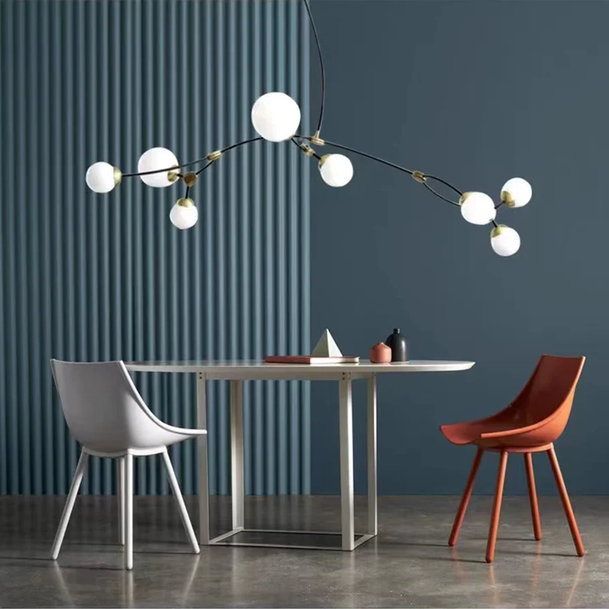 Modern Metal Bubble Dining Room Ceiling Light, Clear/Milky White, Trichromatic Light