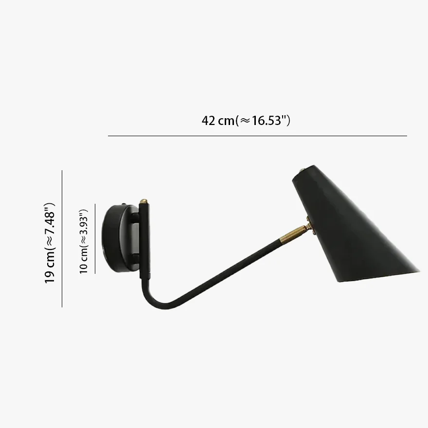 Retro Metal Conical Study Room Wall Lamp, Black/Black Gold/White