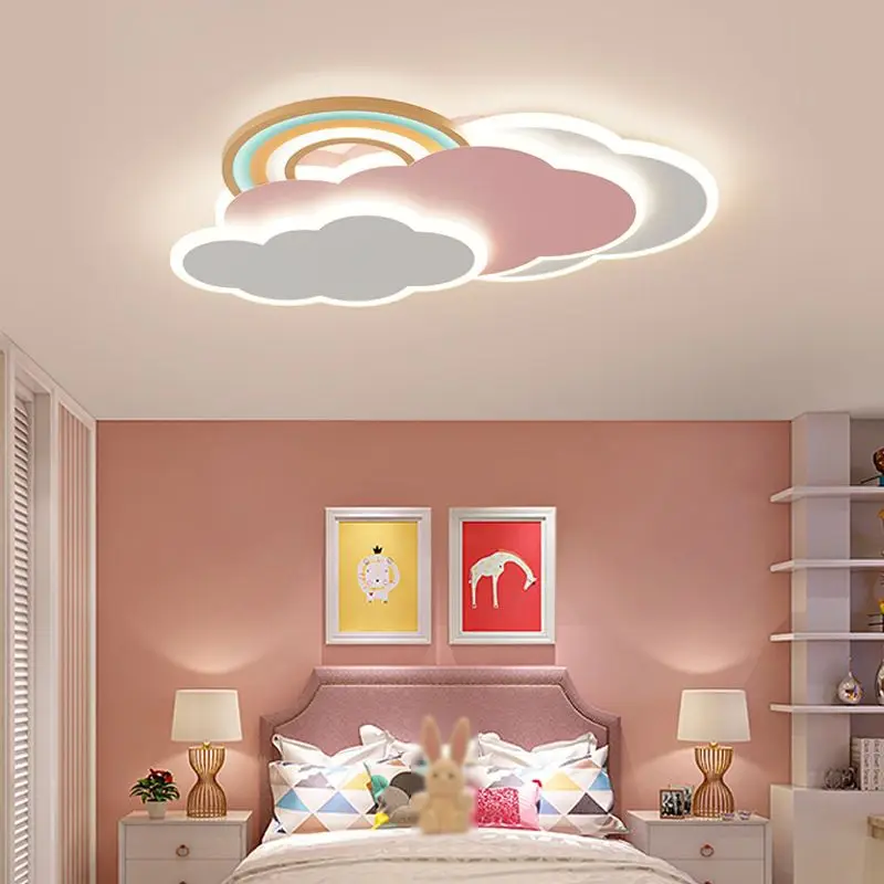 Decorative Metal And Acrylic Cloud Children's Room Ceiling Light, Multicolor