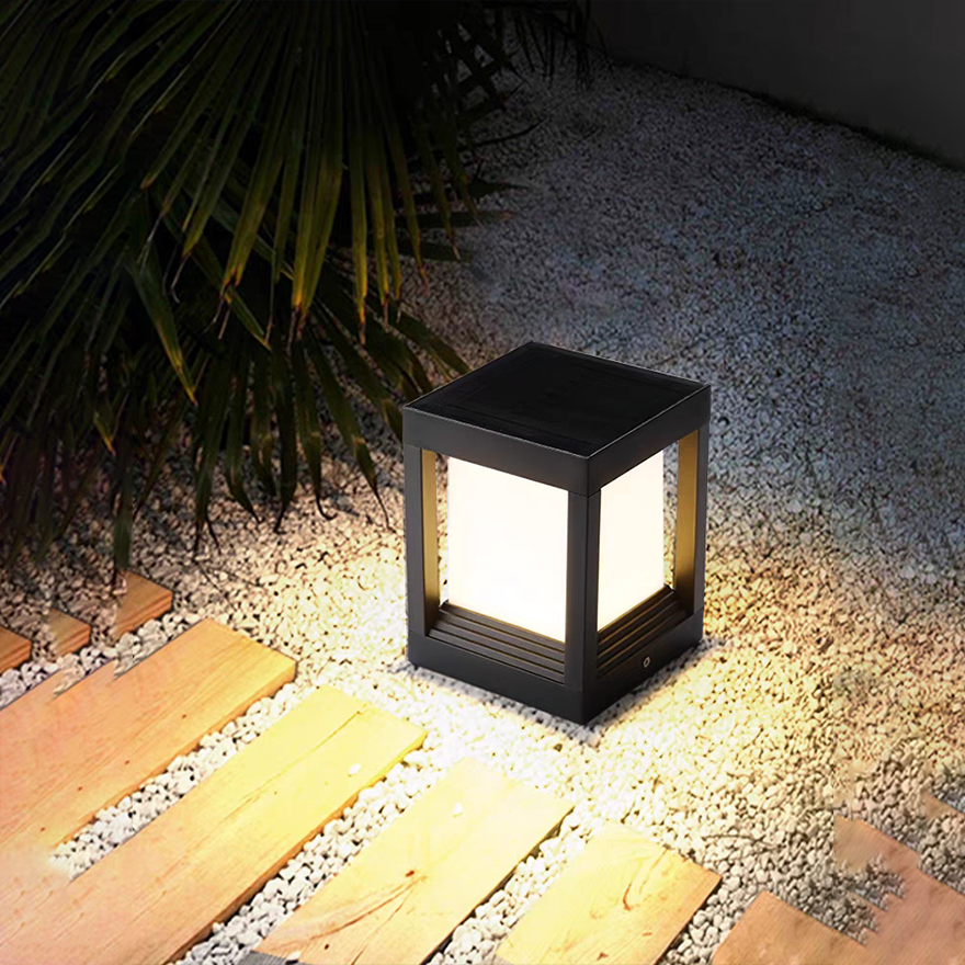 Minimalist Metal Square Garden Outdoor Lamp, Black